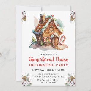 Christmas Gingerbread House Decorating Party Invitation