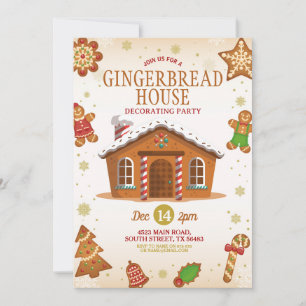 Christmas Gingerbread House Decorating Party Invitation