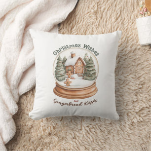 Christmas Gingerbread House Holiday Snow Globe Cushion