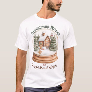 Christmas Gingerbread House Holiday Snow Globe T-Shirt