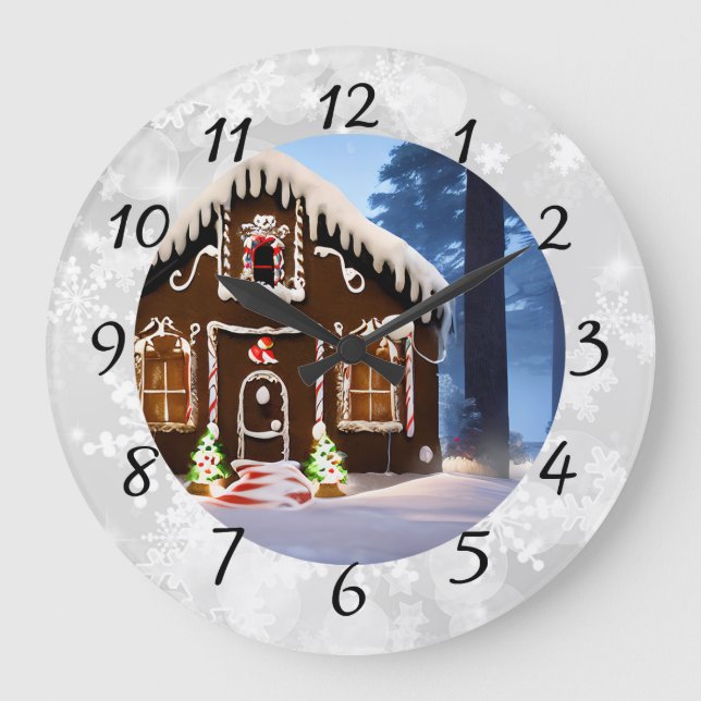 Christmas Gingerbread House  Large Clock (Front)
