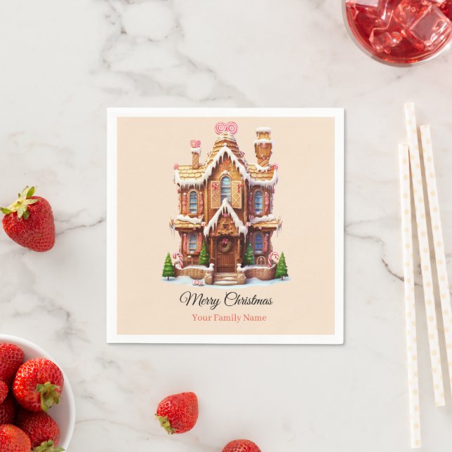 Christmas gingerbread house napkin (Insitu)