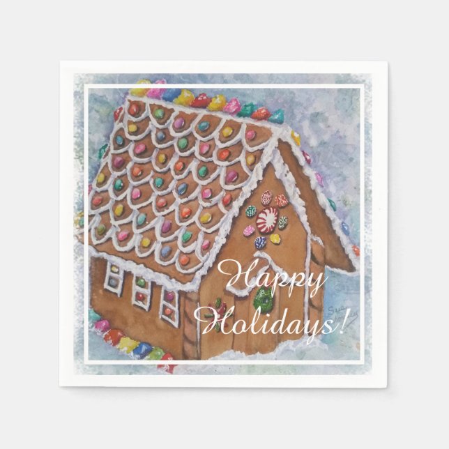 Christmas Gingerbread House Party Napkin (Front)