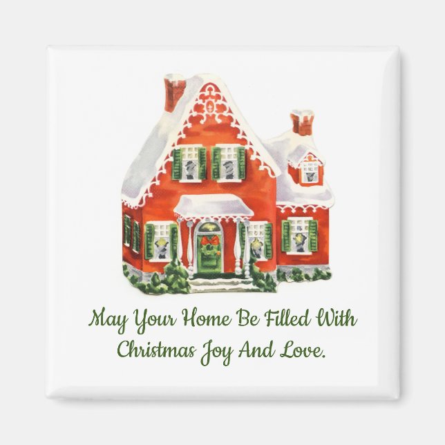 Christmas Gingerbread House Square Magnet (Front)