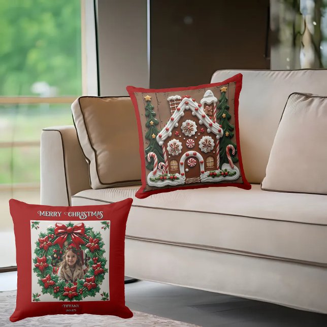 Christmas Gingerbread House Throw Pillow (Creator Uploaded)
