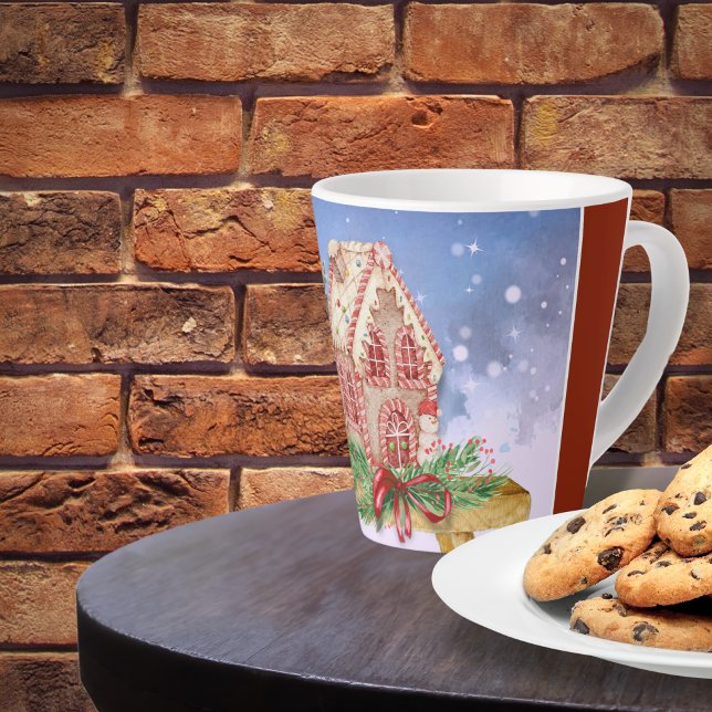 Christmas Gingerbread House Watercolor Latte Mug (Creator Uploaded)