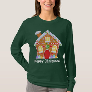 Christmas gingerbread house womens t-shirt