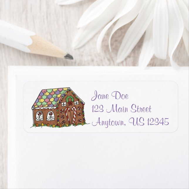 Christmas Gingerbread House Xmas Holiday Baking Return Address Label (Insitu)