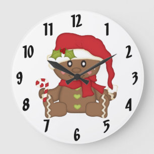 Christmas Gingerbread Large Clock