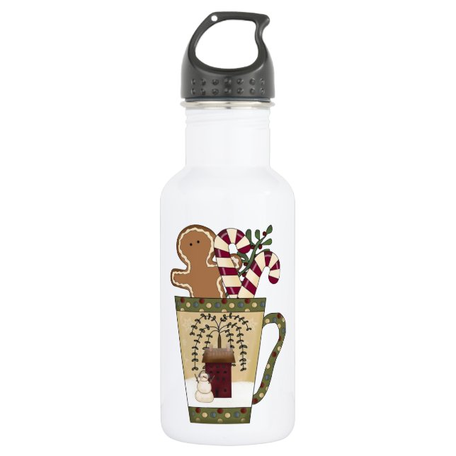 Christmas Gingerbread Man 532 Ml Water Bottle (Front)