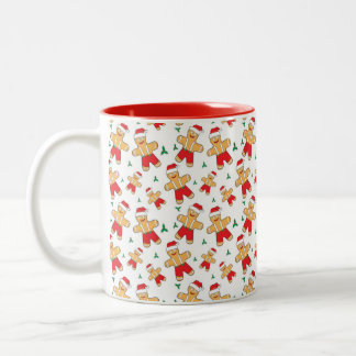Christmas Gingerbread man and Mistletoe Two-Tone Coffee Mug