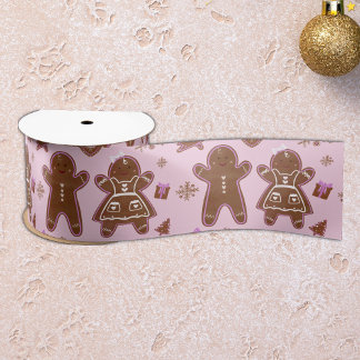 Christmas Gingerbread man and woman Christmas tree Satin Ribbon