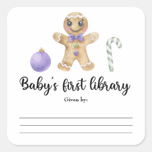 Christmas gingerbread man - Baby's first library Square Sticker