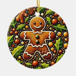 Christmas Gingerbread Man Ceramic Ornament