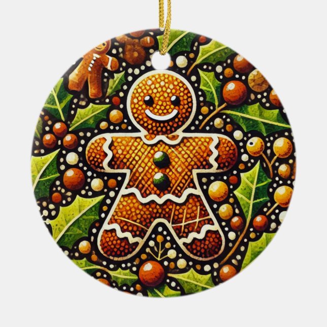 Christmas Gingerbread Man                          Ceramic Ornament (Front)