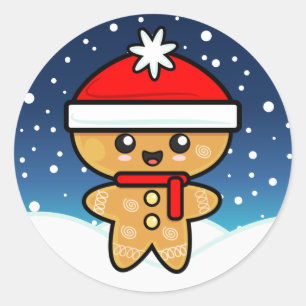 Christmas Gingerbread Man Classic Round Sticker