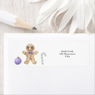 Christmas gingerbread man cookie return address label