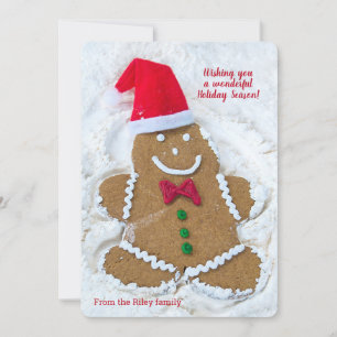 Christmas gingerbread man cookie snow angel holiday card