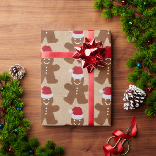 Christmas Gingerbread Man Cookies & Candy Stripes  Wrapping Paper