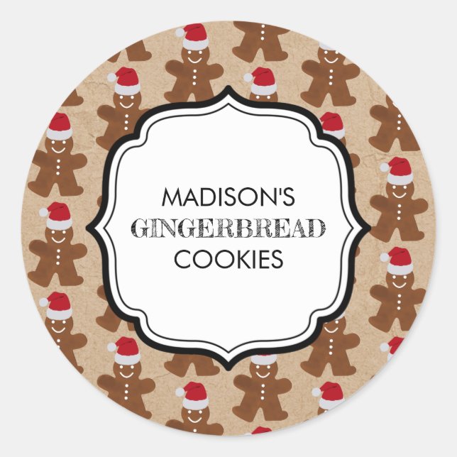 Christmas Gingerbread Man Cookies Holiday Baking Classic Round Sticker (Front)