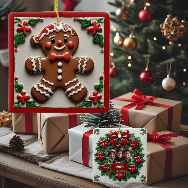 Christmas Gingerbread Man Customisable Ceramic Ornament (Creator Uploaded)