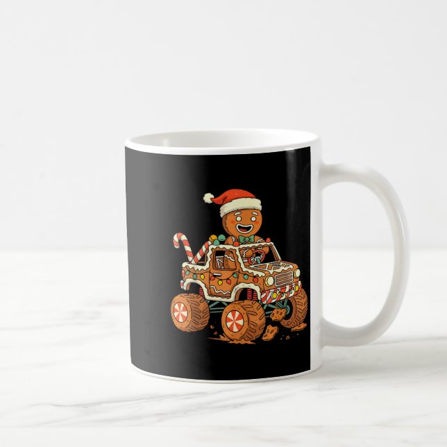 Christmas Gingerbread Man Driving Truck Xmas Light Coffee Mug (Right)