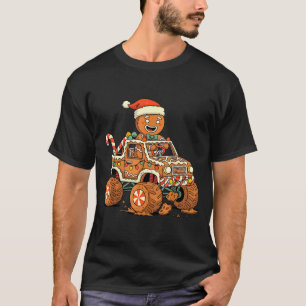 Christmas Gingerbread Man Driving Truck Xmas Light T-Shirt