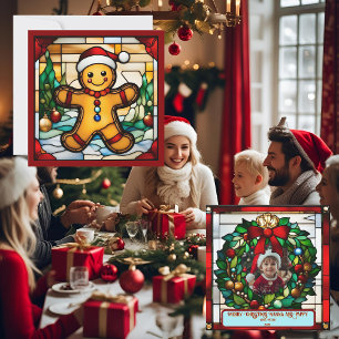 Christmas Gingerbread Man Faux Stained Glass Card