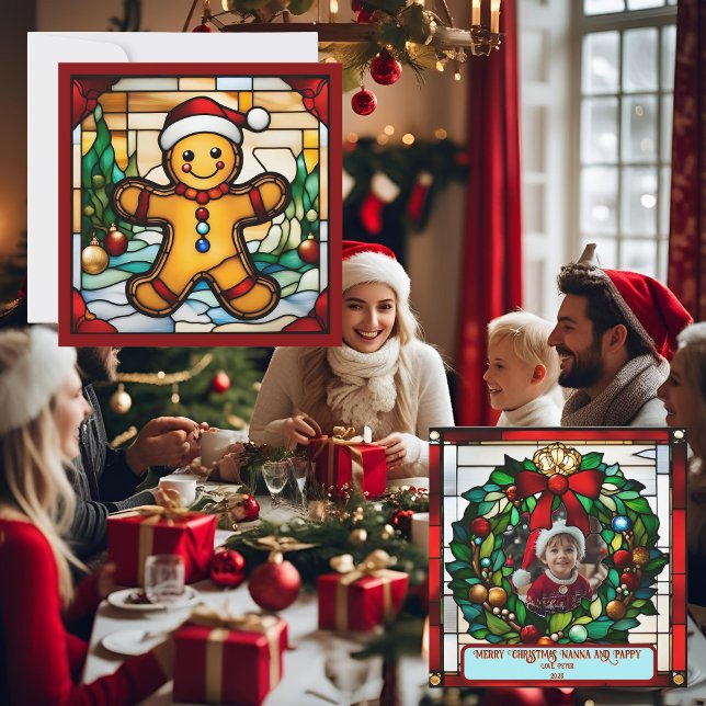 Christmas Gingerbread Man Faux Stained Glass Card (Creator Uploaded)