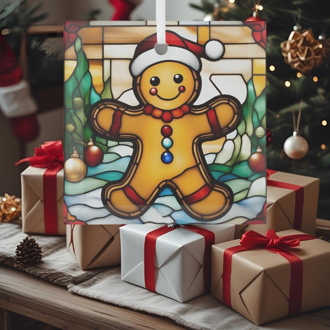 Christmas Gingerbread Man Faux Stained Glass Tree Decoration (Creator Uploaded)
