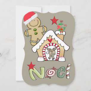 Christmas Gingerbread man Flat Greeting Card
