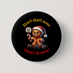Christmas Gingerbread Man Funny Mad Xmas  6 Cm Round Badge