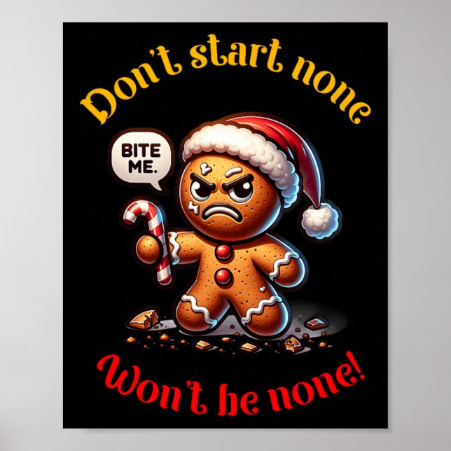 Christmas Gingerbread Man Funny Mad Xmas  Poster (Front)