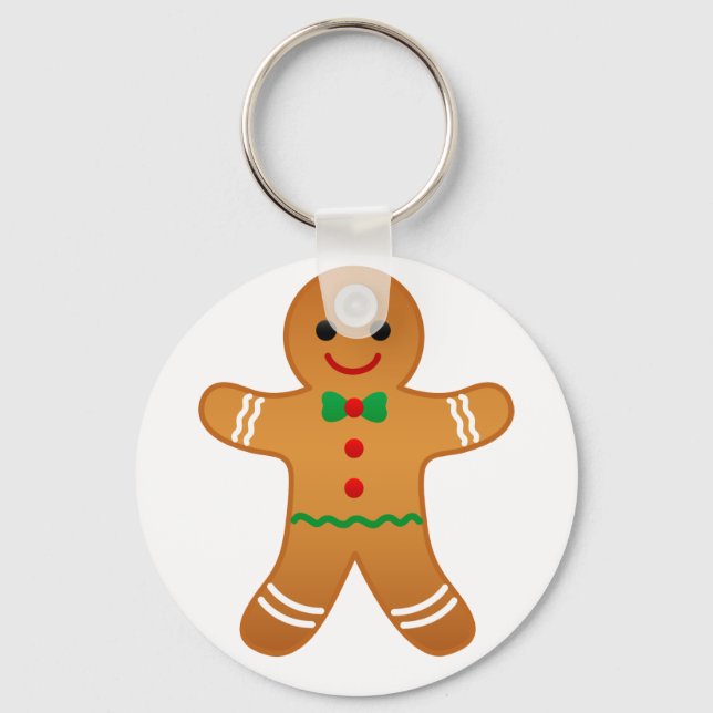 Christmas Gingerbread Man Gifts Basic Round Button Key Ring (Front)