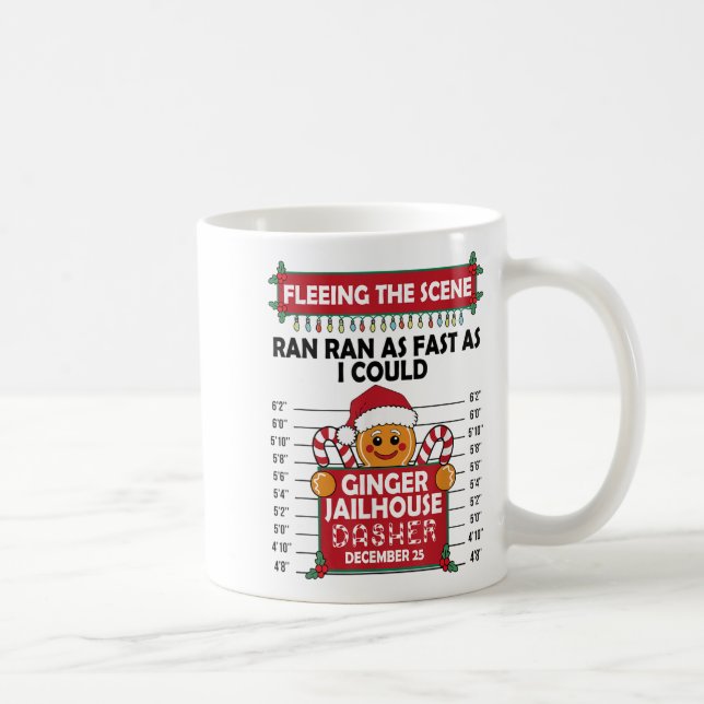 Christmas Gingerbread Man Ginger Jailhouse Fleeing Coffee Mug (Right)