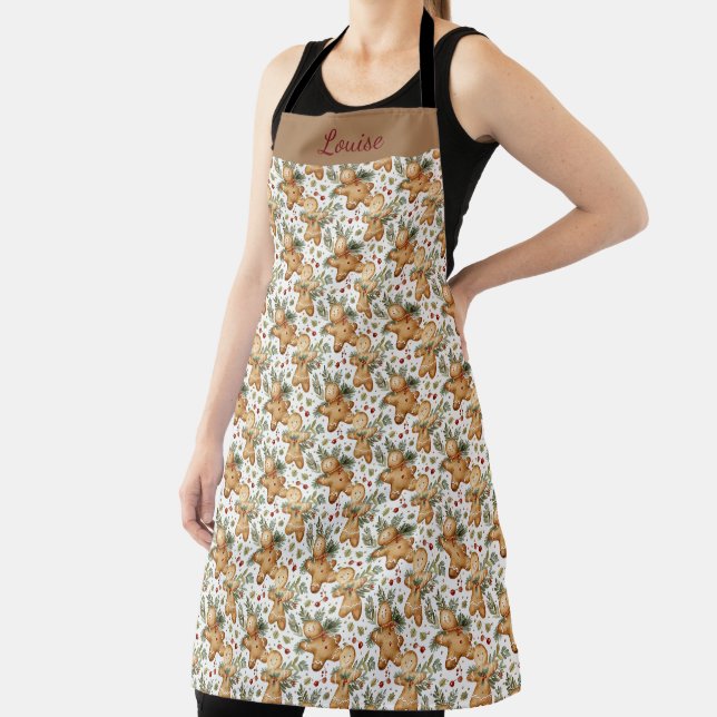 Christmas Gingerbread Man Holiday Custom Apron (Insitu)