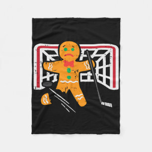 Christmas Gingerbread Man Ice Hockey Fun Xmas Men Fleece Blanket