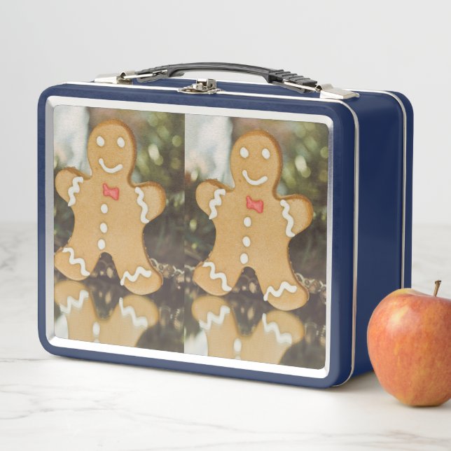 Christmas gingerbread man metal lunch box (In Situ)
