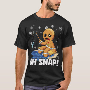 Christmas Gingerbread Man Oh Snap Ice Fishing T-Shirt