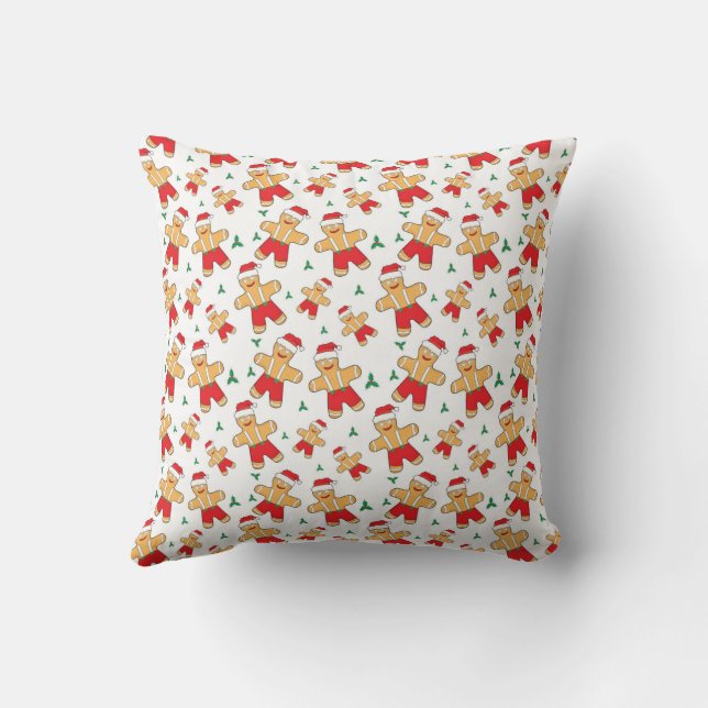 Christmas Gingerbread Man Pattern Cushion (Back)