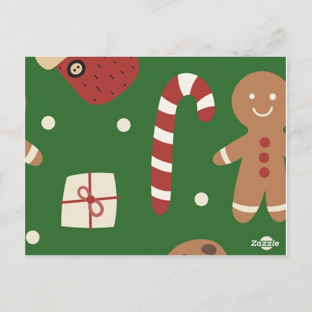 Christmas Gingerbread Man Pattern Postcard (Back)