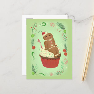 Christmas Gingerbread Man Postcard
