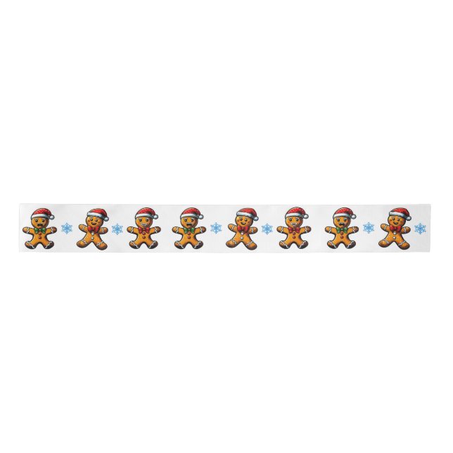 Christmas Gingerbread Man Ribbon Satin Ribbon (Front)