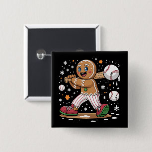 Christmas Gingerbread Man Sports Player Baseball 15 Cm Square Badge
