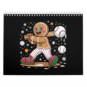 Christmas Gingerbread Man Sports Player Baseball Calendar