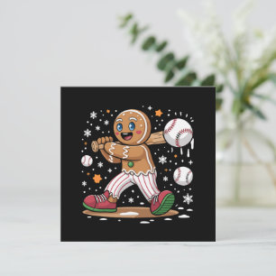 Christmas Gingerbread Man Sports Player Baseball  Invitation