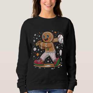 Christmas Gingerbread Man Sports Player Baseball  Sweatshirt