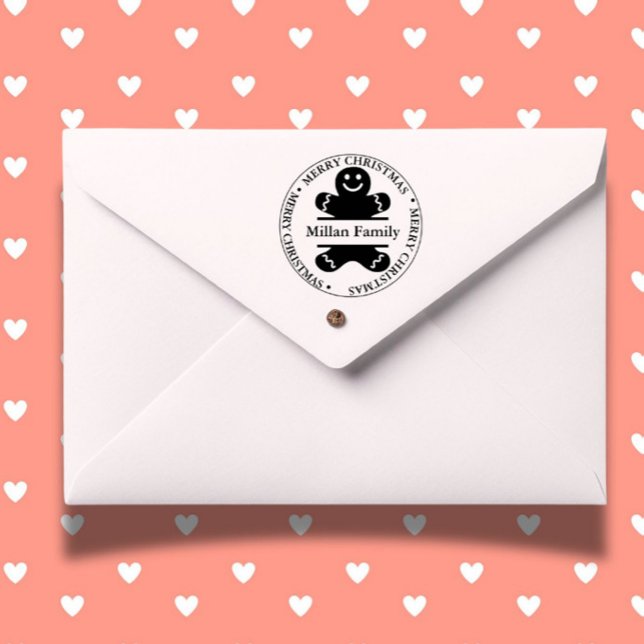 Christmas Gingerbread man  theme Self-inking Stamp (Celebrate the holidays with a charming Christmas Gingerbread man self-inking stamp )