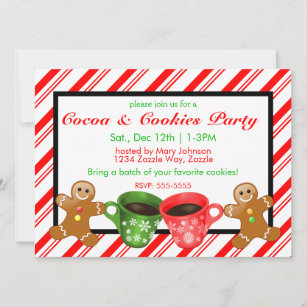 Christmas Gingerbread Men Candy Cane Stripes Invitation