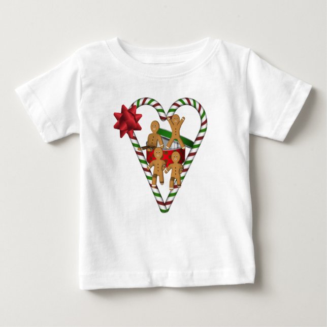 Christmas Gingerbread Men Cookies Holiday Baby T-Shirt (Front)